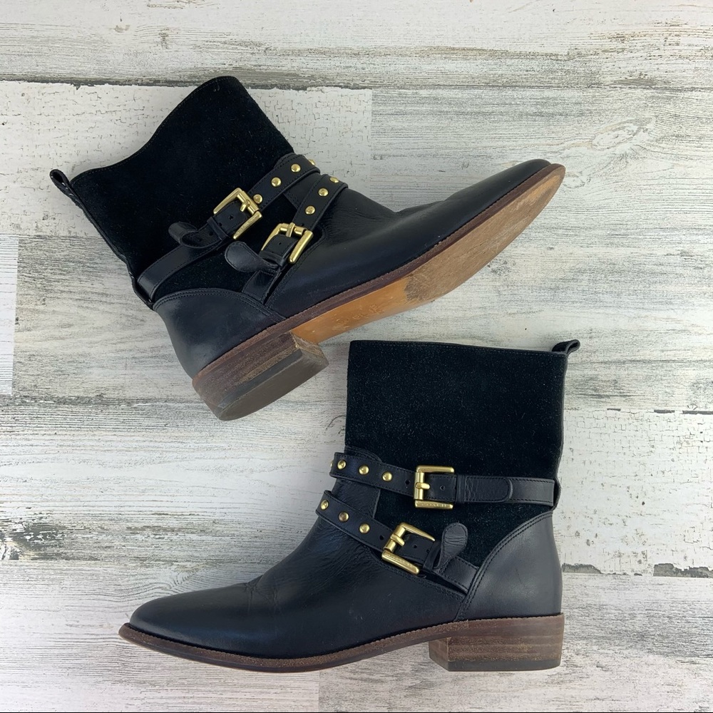 COACH Lilliana Black Leather Ankle Boots Size 6.5B - Picture 6 of 9